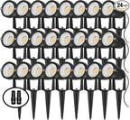 Low Voltage Landscape Lights Outdoor: 7W 700LM LED Landscape Lighting with Connectors for Tree Garden Yard Pathway | 12V 24V Warm White 2700K Spotlights | IP65 Waterproof | 24 Pack