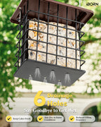 iBorn Double Suet Feeder for Outside Hanging,Weatherproof Suet Feeders,Suet Holder with Taller Grid for Woodpecker, Suet Cage Bird Feeders for Outdoors (Coffee, 6 Inch,1 Pack)