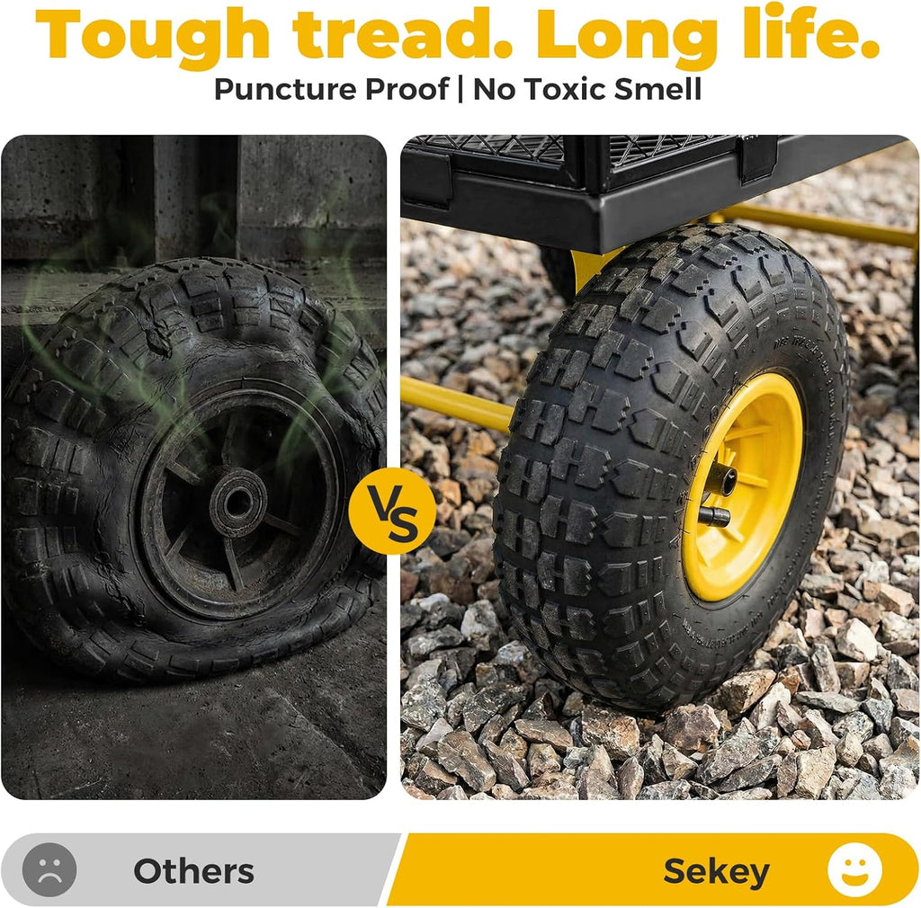 sekey steel mesh garden cart, 600 lb capacity shown in use