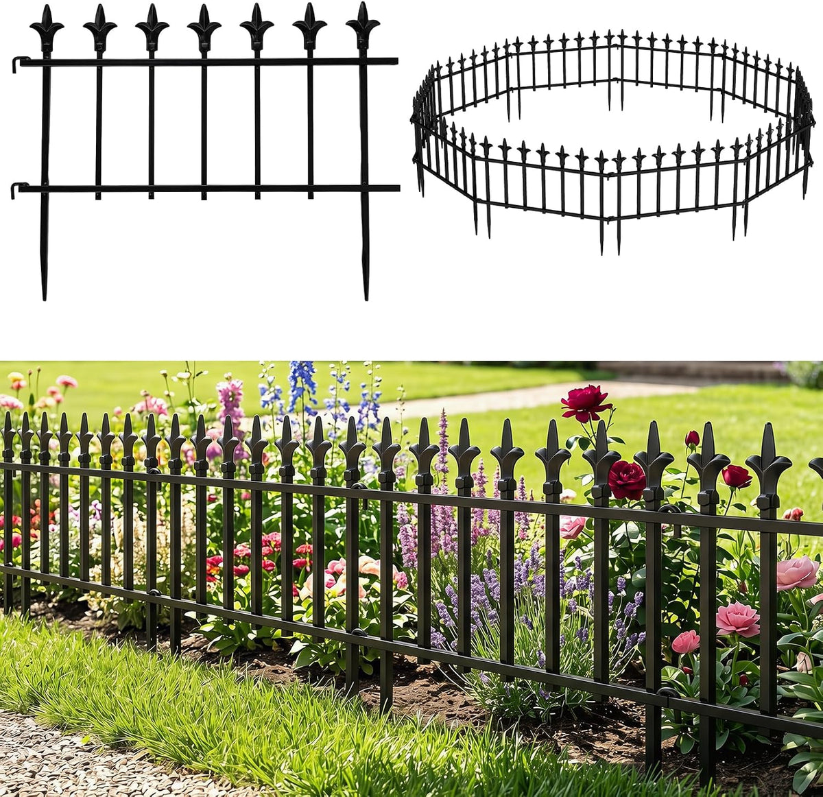 giantex 10 panels decorative metal garden fence, 18, main product view