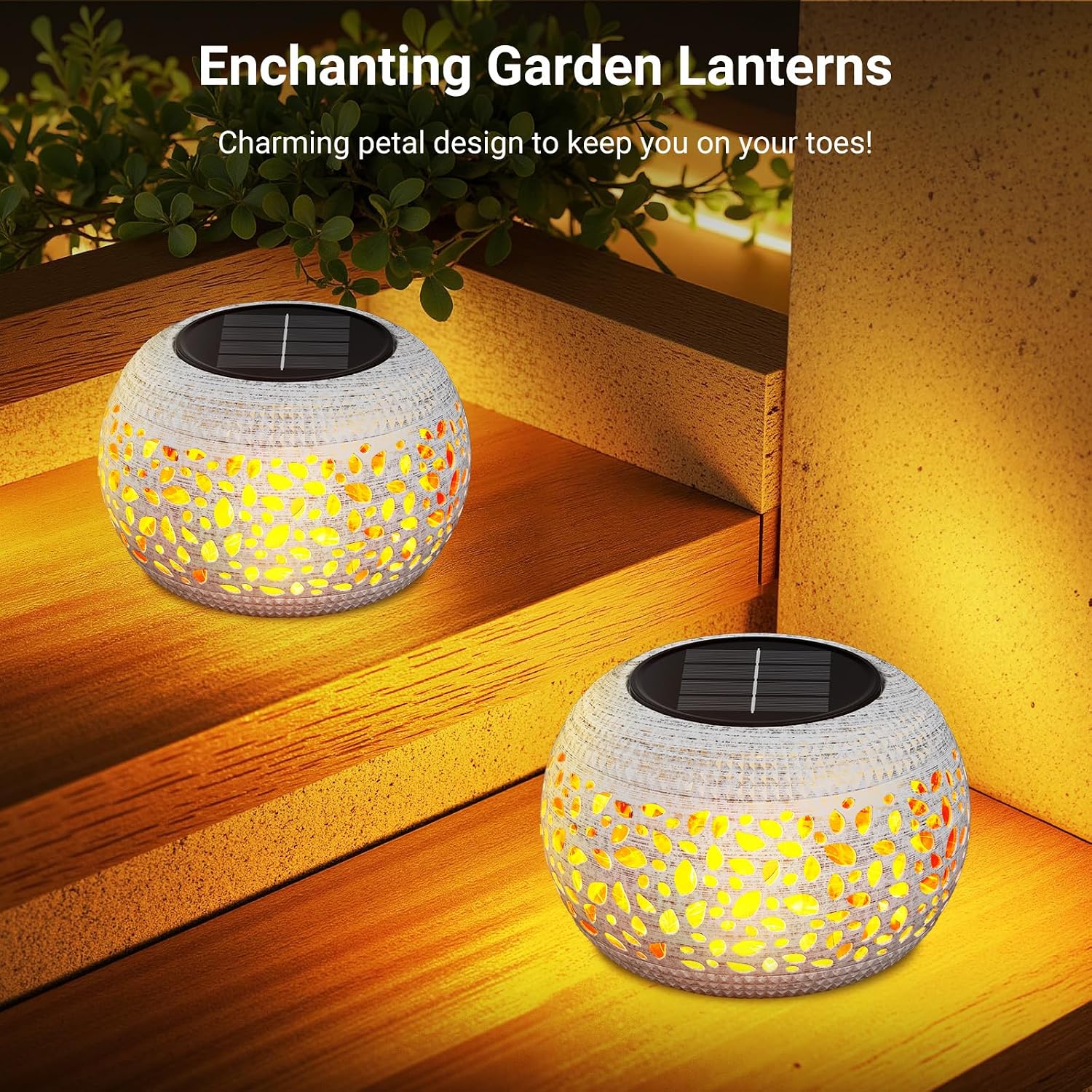 Solar Lanterns Outdoor Waterproof Table Lights: Upgraded Solar Flame Lantern, 2 Lighting Modes White Lantern Flickering Light for Garden Yard Balcony Indoor Tabletop Decor, Gifts for Women