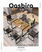 Outdoor Dining Set, HDPS + Aluminum Patio Table and Chairs Set with U-Shaped Base, 7 Piece Outdoor Furniture Set with Umbrella Hole, Patio Dining Table Set for Garden, Backyard (Gray-Teak)