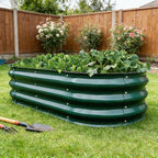 Gardmax Galvanized Raised Garden Bed, Lightweight Planter Boxes Outdoor with Easy Assembly, Large Garden Bed for Vegetables, Fruits, Flower Dark Green 8FT