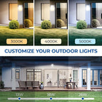 CINOTON 26W LED Wall Pack Light with Dusk to Dawn Sensor, 3CCT 3000K/4000K/5000K, 26W/18W/13W Switchable, [100-277Vac] IP65 Waterproof Outdoor Security Flood Lighting for Garage Warehouse 2 Pack