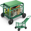 garden cart with seat,3-in-1 rolling seat with wheels, main product view