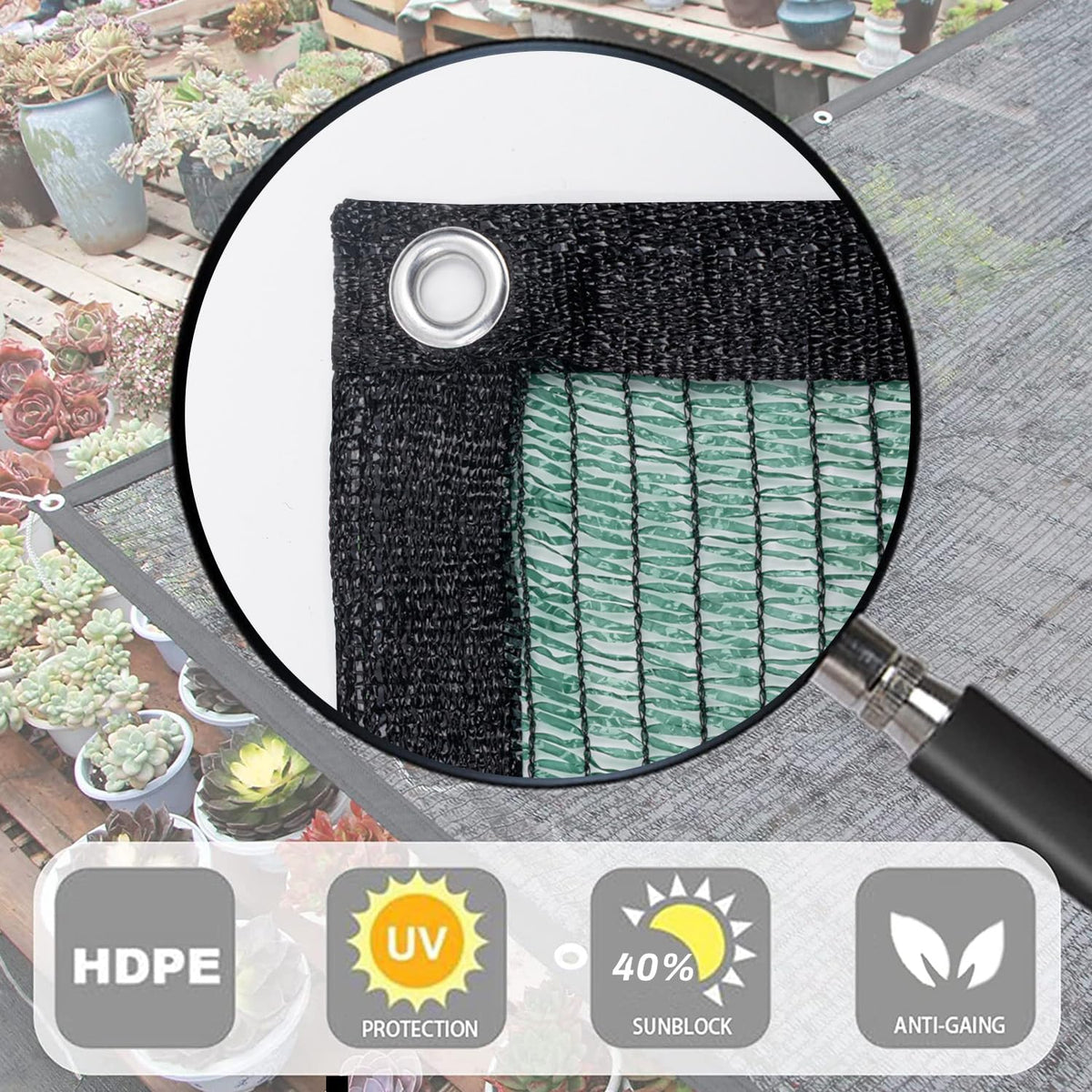 love story shade cloth for garden, 40% 20x30ft shown in use