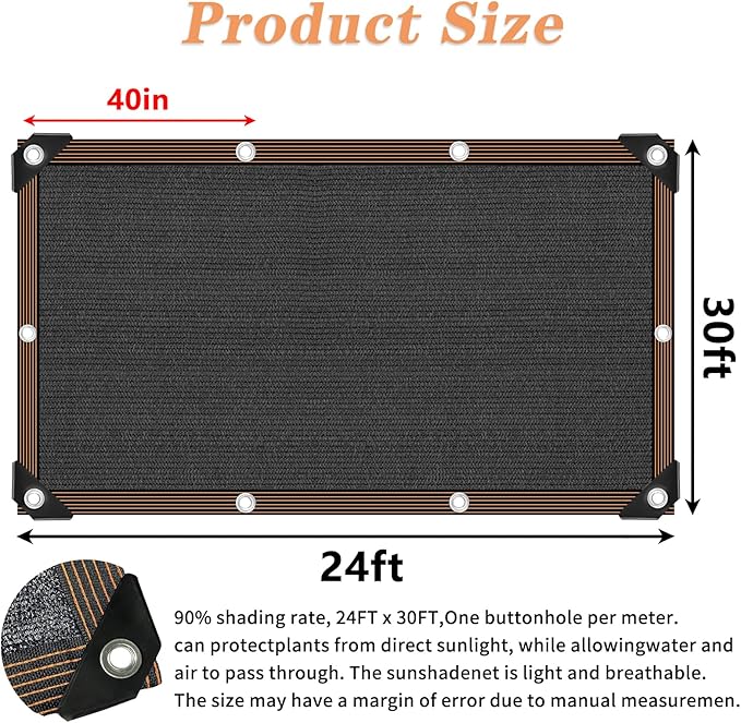 QLOFEI Shade Cloth for Patio, 80-90% Sunblock Sails for Garden Pergola Outdoor, Sun Shade Cloth with Grommets for Kennel Chicken Coop Lawn Easier to Hang Neting Cover, 24x30 FT