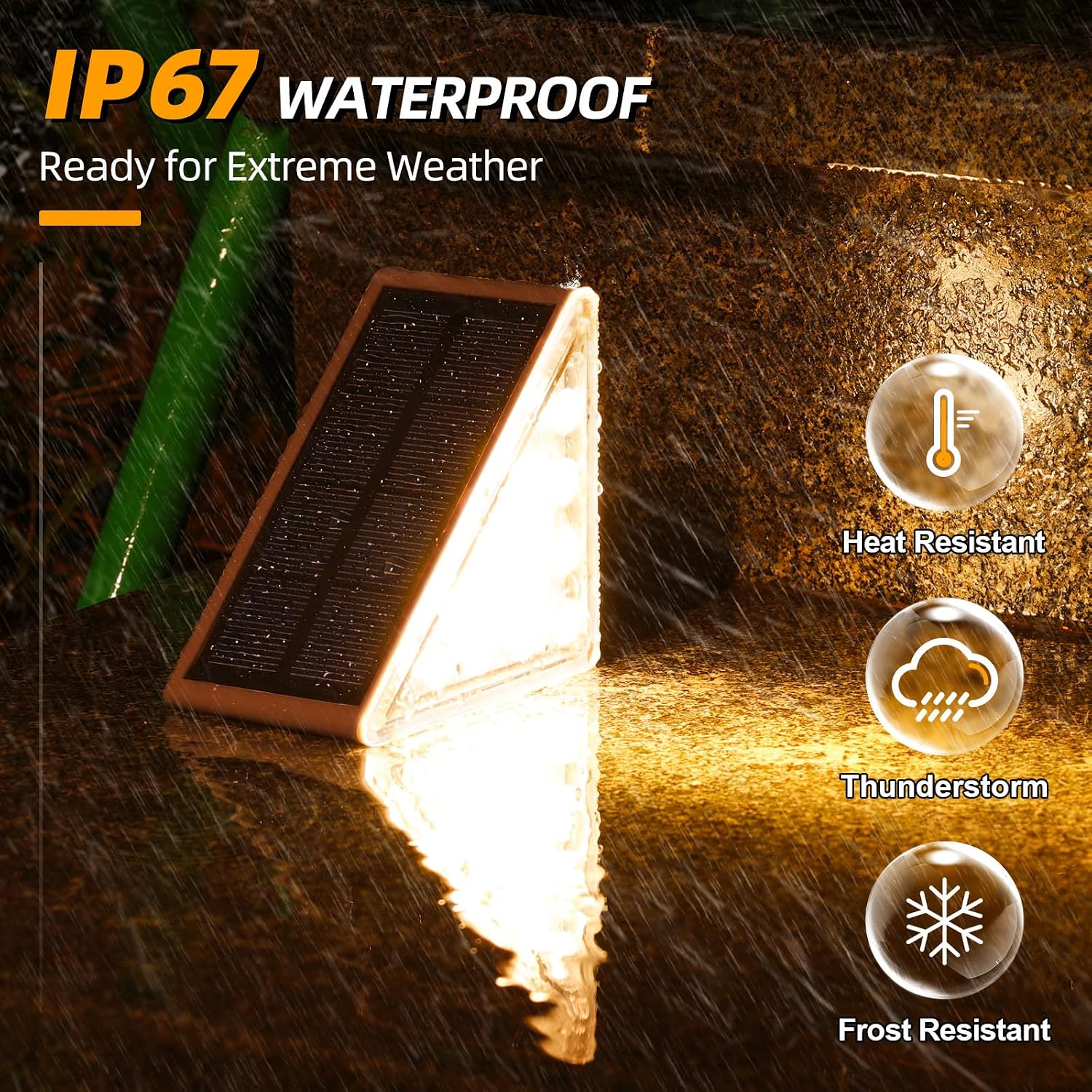 Solar Stair Lights,Warm White Outdoor Step Lights IP67 Waterproof Auto On Off, Outdoor Stair Lights for Steps,Stair,Patio,Yard,Porch,Front Door,Sidewalk,Deck Decor（Brown, 6 Pack）