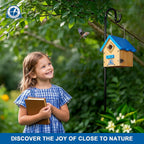 SISTERBIRD Birdhouses for Outdoors, Blue Hanging Wren House, Warming Gifts | Premium Wooden Bird Houses for Outside, Classic Cabin Design Wooden Bird House Red-Breasted Nuthatch Wren Chickadee