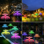 Solar Garden Lights 3 Pack New Upgraded Solar Lights Outdoor Waterproof 7 Color Changing Double Jellyfish and Star Flower Garden Decor Yard Lawn Christmas Outdoor,Gifts for Mother's Day Women
