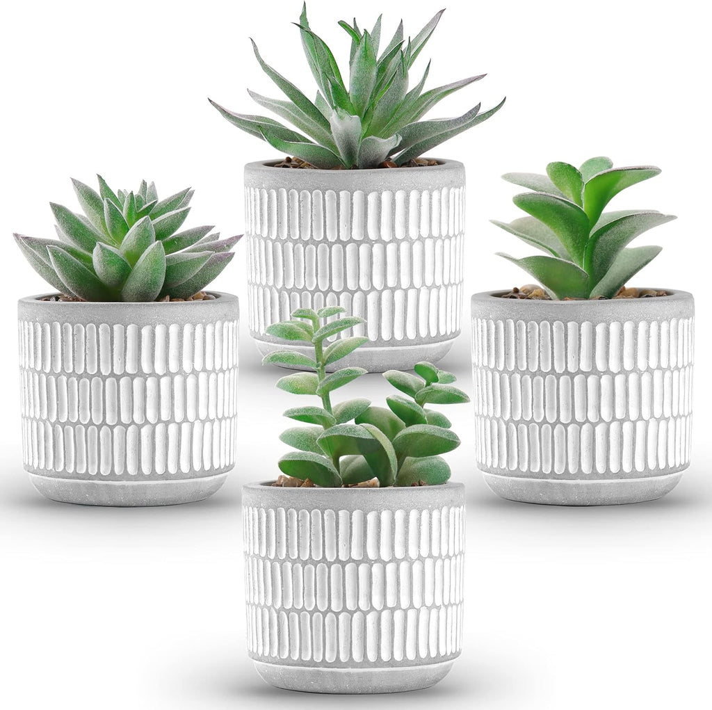 der rose 4 pack fake plants in striped, main product view