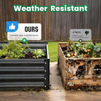 Quictent Galvanized Raised Garden Bed Metal Planter Box Bottomless for Backyard Outdoor, 4x3x1 Ft 2PCS, Dark Grey