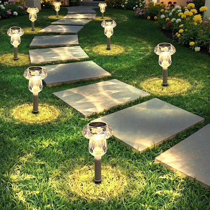 Mancra Solar Pathway Lights Outdoor, 16 Pack Dusk to Dawn Solar Lights Outdoor Waterproof Landscape Lighting for Yard, Walkway, Garden Decorations, Warm White