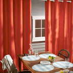 Town & Country Basics Cabana Solid Heavyweight Indoor Outdoor Curtains, Light Filtering Opacity with Grommet Top, Water Repellent, 2-Pack Set, 54"x63", Mecca Orange