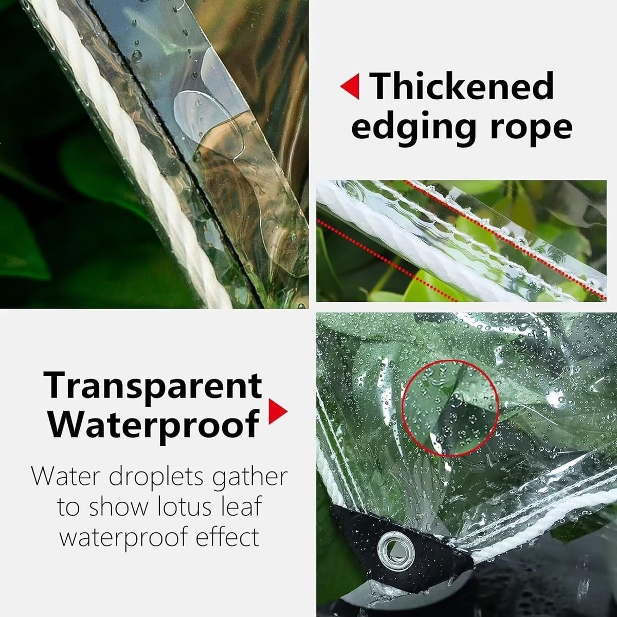 clear tarps with grommets 14 mil clear pvc, close-up detail