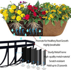 2 Pack 16" Railing Planter Window Box with Coco Fiber Liner Horse Trough Planter The Railing Planter Boxes for Deck Porch Fence Outdoor