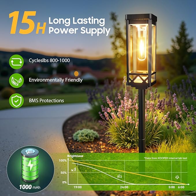 KOOPER Taller Solar Pathway Lights Outdoor, 12 Pack Upgraded Brighter Solar Garden Lights Solar Powered, Up to 15 Hours Outdoor Solar Lights for Yard Landscape Lighting Path Walkway Driveway Sidewalk