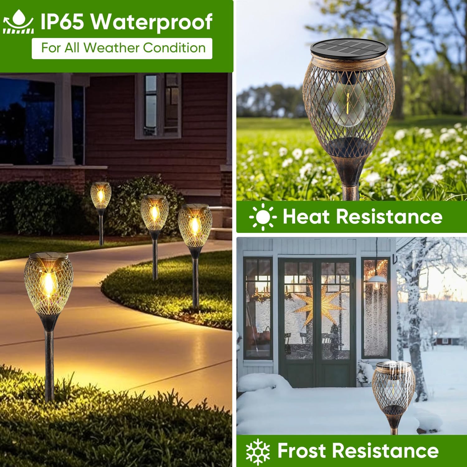 4 Pack Solar Pathway Lights Outdoor,IP65 Waterproof - Bright Outdoor Solar Lights for Yard,Auto On/Off Solar Driveway Lights,Solar Path Lights for Walkway Driveway Garden