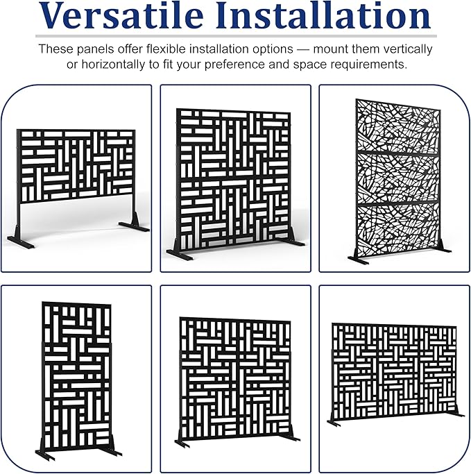 Outdoor Privacy Screen,72" H×47" W Metal Privacy Screen, Freestanding Privacy Fence Panels for Patio