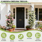 Obelisk Trellis for Climbing Plants Outdoor, 6.2 FT Plant Support for Tomato, Rose, Flowers, Grape, Pea, Cucumber, Rustproof Plastic Coated Metal Plant Tower for Potted Plants - 1PC Garden Trellis