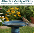 Sunnydaze Ceramic Bird Bath for Outside, Hand-Painted, 21” H, Galaxy Blue | UV & Frost-Resistant, 1 Gal Water Capacity, 2-Piece Assembly, Colorful Outdoor Accent, Outdoor Bird Bath, Ceramic Birdbath