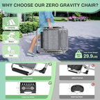 Suteck Oversized Zero Gravity Chair,33In XXL Outdoor Recliner Chair w/Removable Cushion&Headrest, Camping Lounge Chair w/Upgraded Lock&Footrest, Reclining Patio Chairs for Indoor Outdoor,500LBS