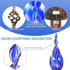 Solar Garden Lights Outdoor, Decorative LED Flame Garden Stakes, Hand Blown Glass and Outdoor Waterproof Glass Stakes (Dark Blue)