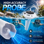 Solar Pool Thermometer, Wireless Floating Water Temperature Sensor, IPX8 Waterproof, Long Range Digital Display for Swimming Pool, Hot Tub, Spa, Pond & Lake
