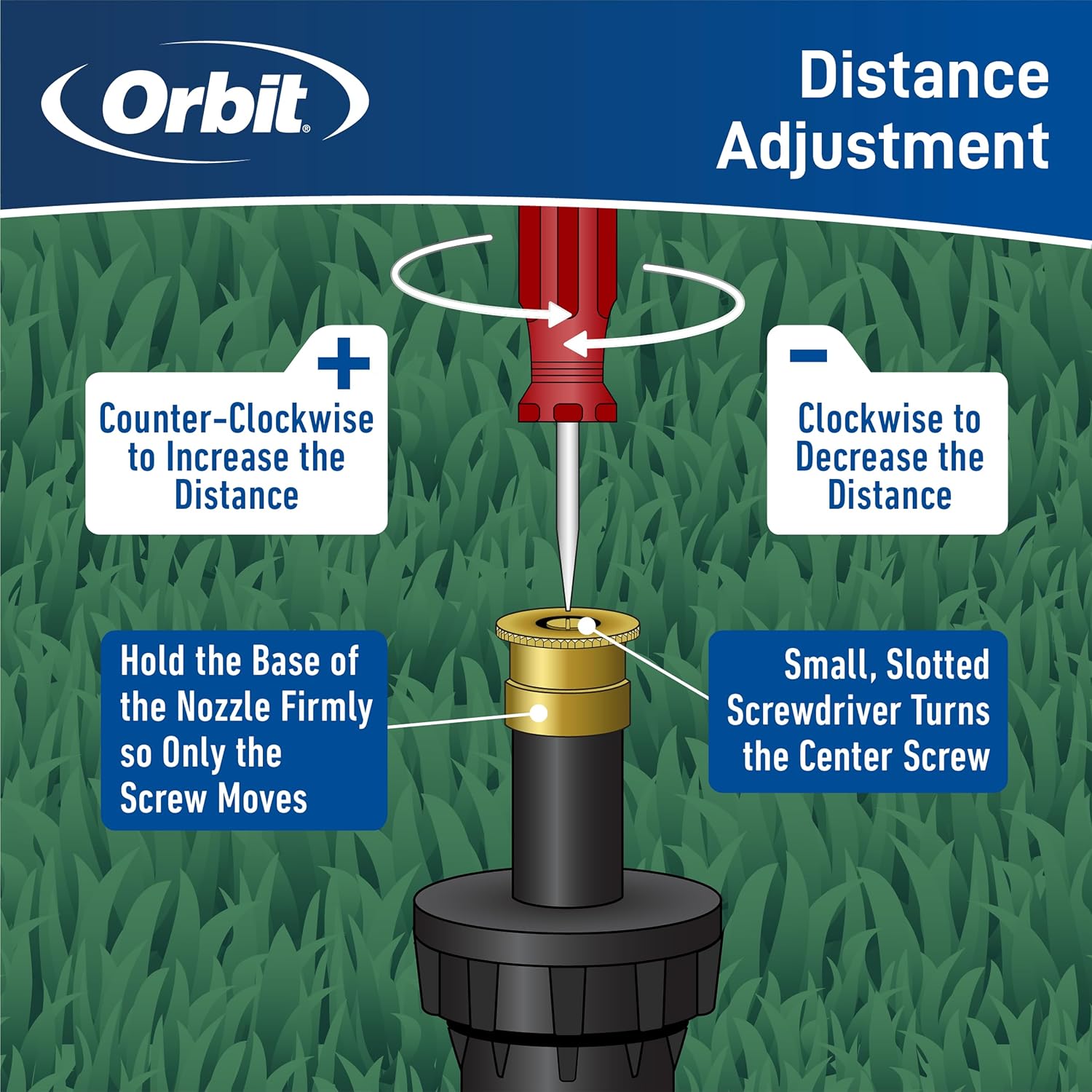Orbit 80312 4-inch Professional Pressure-Regulating Pop-Up Spray Head Sprinkler with 15-Foot Brass Nozzle, Full Spray