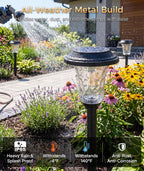 XMCOSY+ Solar Lights Outdoor, 4 Pack Solar Pathway Lights Outdoor | Long Lasting, Bright 40LM Metal Garden Light for Yard, Driveway, Walkway, Backyard, Auto On/Off (Warm/Cool White)