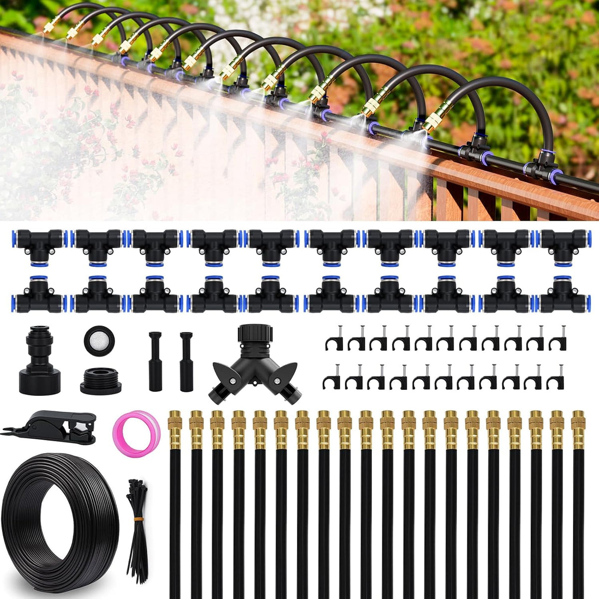 drip irrigation system 100 ft with 32 nozzles, main product view