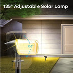 Linkind Solar Spot Lights Outdoor Waterproof IP67, 60 LED Solar Flood Lights 30% High Conversion Landscape Lighting for Garden Yard Pathway (6 Pack, Warm White)