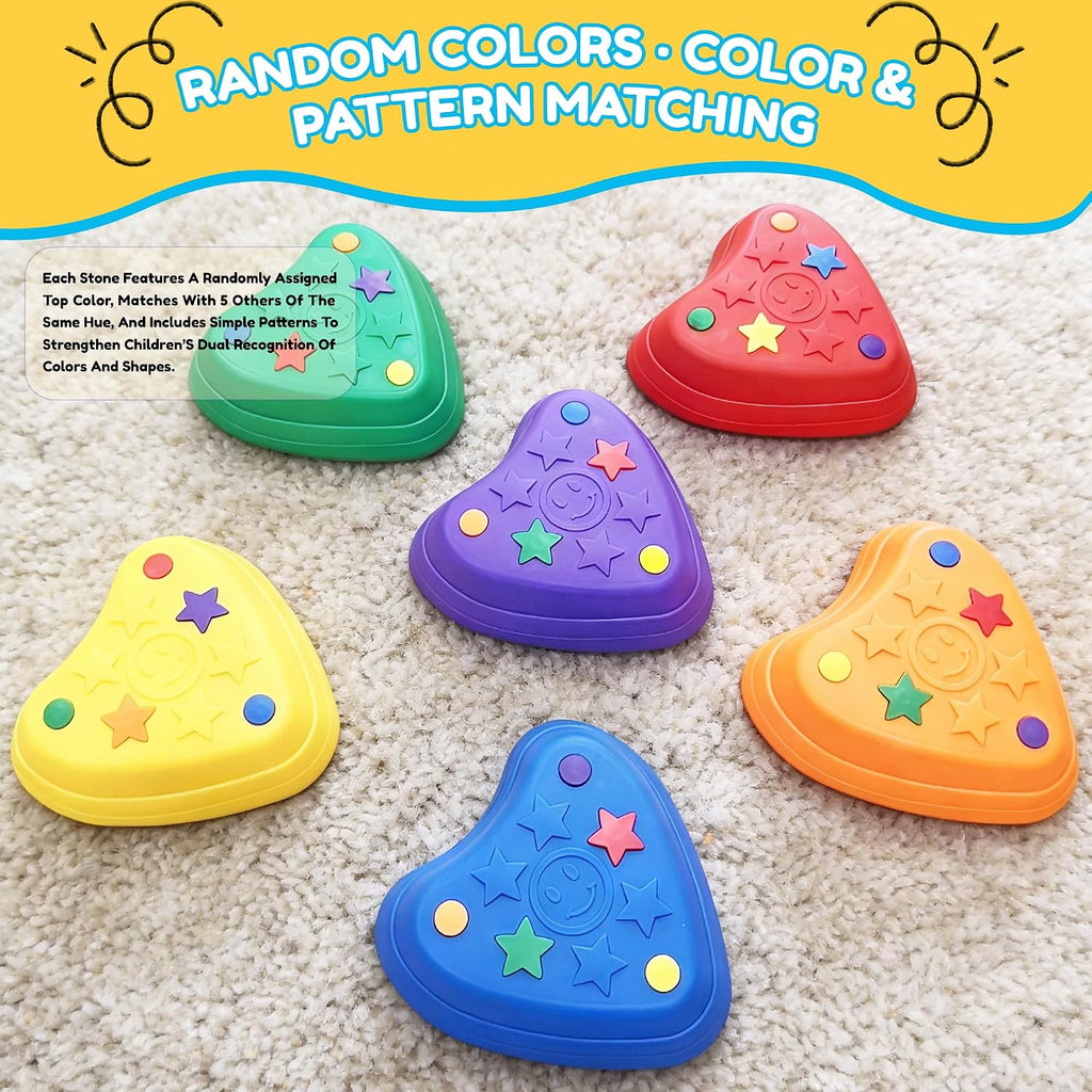 Balance Stepping Stones for Kids – 6PCS Heart-Shaped Sensory Stepping Stones with Non-Slip Textures, Balance Stones for Ages 3-12