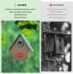 Kingsyard Recycled Plastic Bird House for Outdoors - Hanging Nesting Box with Predator Guard & Air Vents for Wren Finch Chickadee, Green