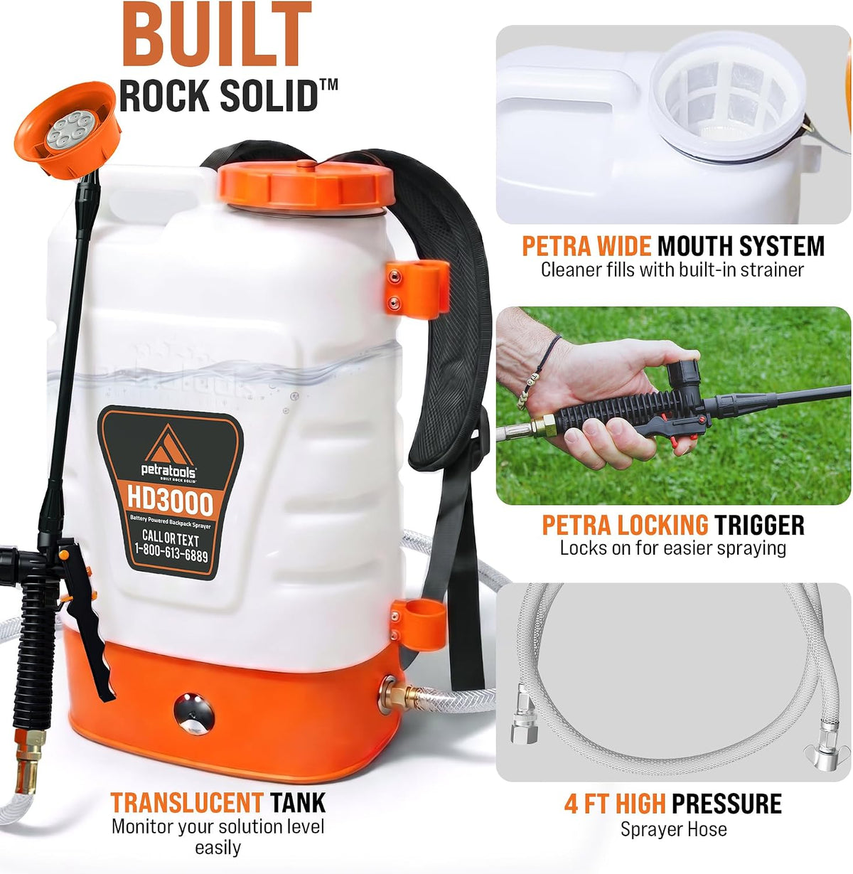 petratools 3 gallon battery powered backpack sprayer, package contents