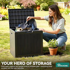 YITAHOME 30 Gallon Deck Box Outdoor Storage Box, Waterproof Resin Package Delivery and Storage Box with Lockable Lid for Patio Furniture Cushions, Pool Accessories, Garden Tools, Black