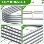 2PCS 8x4x1ft Galvanized Metal Raised Garden Bed Kit,Outdoor Planter Box Vegetables,Flowers,Herbs Durable Rust-Resistant Patio Gardening Beds
