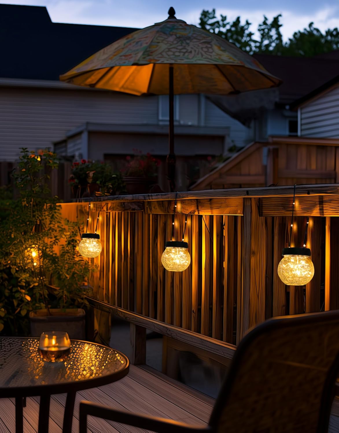 Solar Lights Outdoor Waterproof 24-Pack, Solar Powered Hanging Lantern Cracked Glass Hanging Globes for Yard Decor Christmas Decoration, Shepherd Hook, Garden Tree Table Ornaments, Warm