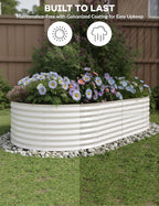 GarveeLife 8x4x2 ft Galvanized Raised Garden Bed - 24“ Tall Metal Planter Box for Vegetables, Flowers, Herbs, Rust-Resistant Outdoor Garden Box, Easy Assembly Raised Beds for Gardening, Beige
