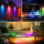 WdtPro Solar Color Changing Spot Lights, 8 Lighting Modes Solar Lights Outdoor Waterproof, Multicolor RGB Outdoor Lights, 7 Colors Auto Cycling Landscape Spolights for Yard Garden Decoration, 2 Pack