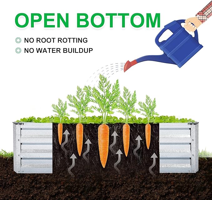 Galvanized Raised Garden Bed 2pcs Pack - Metal Raised Bed Garden Kit 4'x8'x1' for Flower Planters, Vegetables Herb