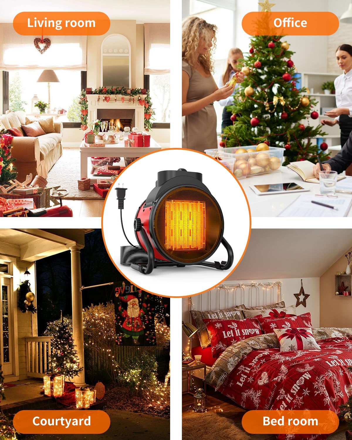 outdoor patio heaters, 1500w portable electric heater with on a desk or shelf