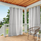 Town & Country Basics Cabana Solid Heavyweight Indoor Outdoor Curtains, Light Filtering Opacity with Grommet Top, Water Repellent, 2-Pack Set, 54"x132", Cloud Grey