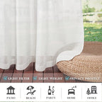 RYB HOME Outdoor Sheer Linen Curtains for Patio Privacy, Waterproof Light Filtering Drapes for Gazebo Porch Pergola, 2 Pieces with Curtain Ropes, 52 inch Width x 108 inches Long