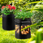 3 Pack 10 Gallon 360° Visibility Potato Grow Bags with Shading Flap, Plant Grow Bags for Growing Potatoes Heavy Duty Thickened Nonwoven Fabric Gardening Vegetable Growing Bags with Harvest Window