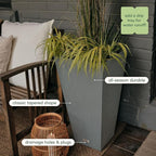 Veradek V-Resin Indoor/Outdoor Taper Planter, 2-Pack (26 inch, Grey)