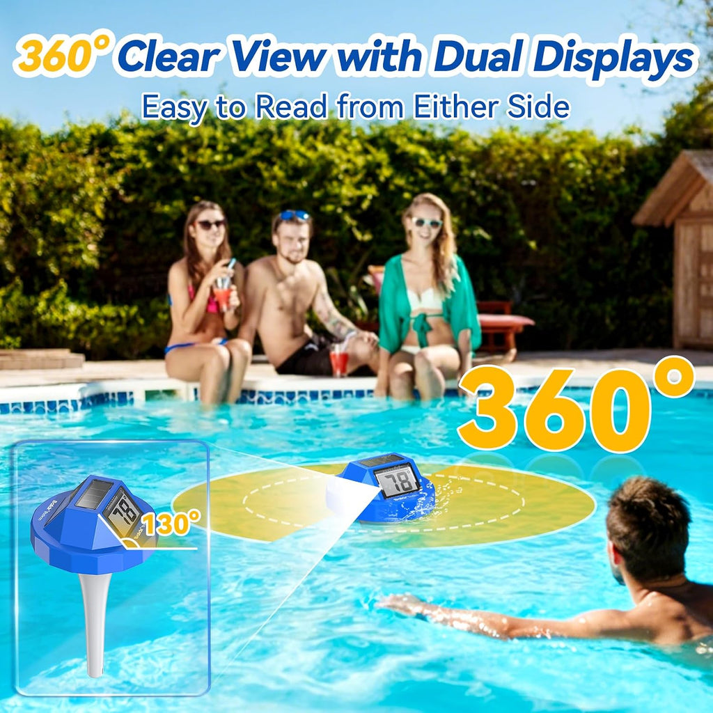 Pool Thermometer Swimming Floating | Digital Water Thermometer Sensor | Solar Powered | Easy Read | Anti-Fog, for Hot Tub, Spa & Ice Bath