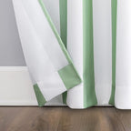 Sun Zero Valencia 2-Pack Cabana Stripe Indoor/Outdoor UV Protectant Energy Efficient Grommet Curtain Panel Pair, Spa Green, 54" x 108