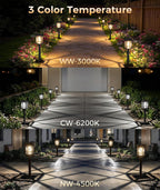 XMCOSY+ Solar Lights Outdoor, 12 Pack Bright Pathway Lights for Landscape | Adjustable Brightness, 3 Color Modes, Up to 15H Runtime, Solar Powered Outdoor Lights for Garden, Yard, Pathway, Landscape