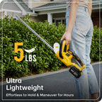 20v cordless hedge trimmer, 22-inch blade, 2 x, close-up detail